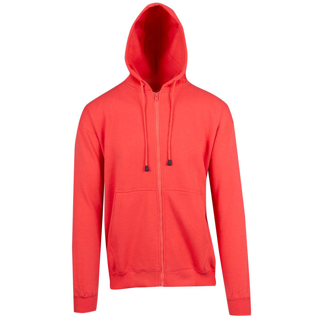 Ramo The Kangaroo Pocket Zipped Hoodie | Mens Coral Red Outerwear