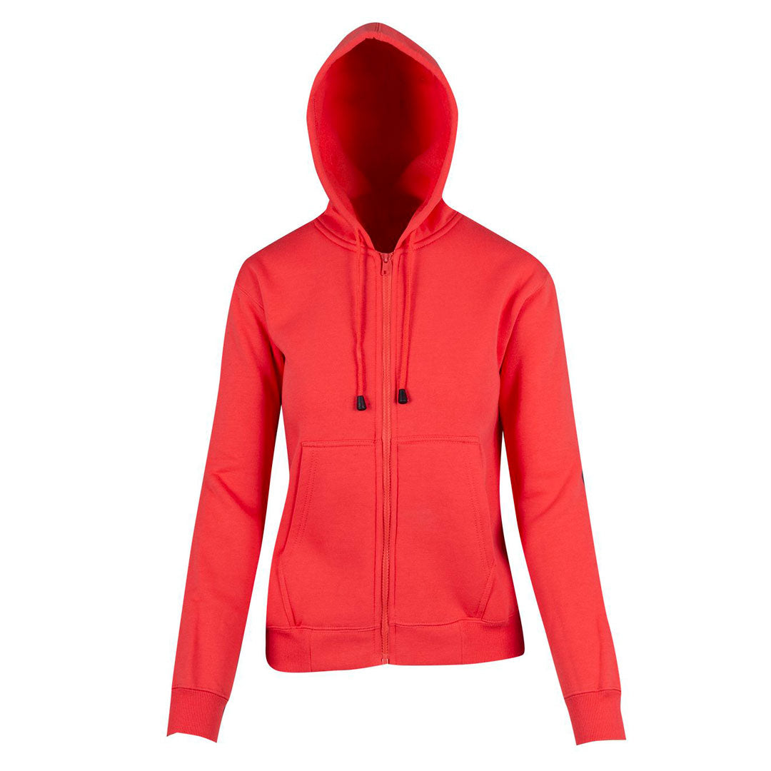 Ramo The Kangaroo Pocket Zipped Hoodie | Ladies Coral Red Outerwear