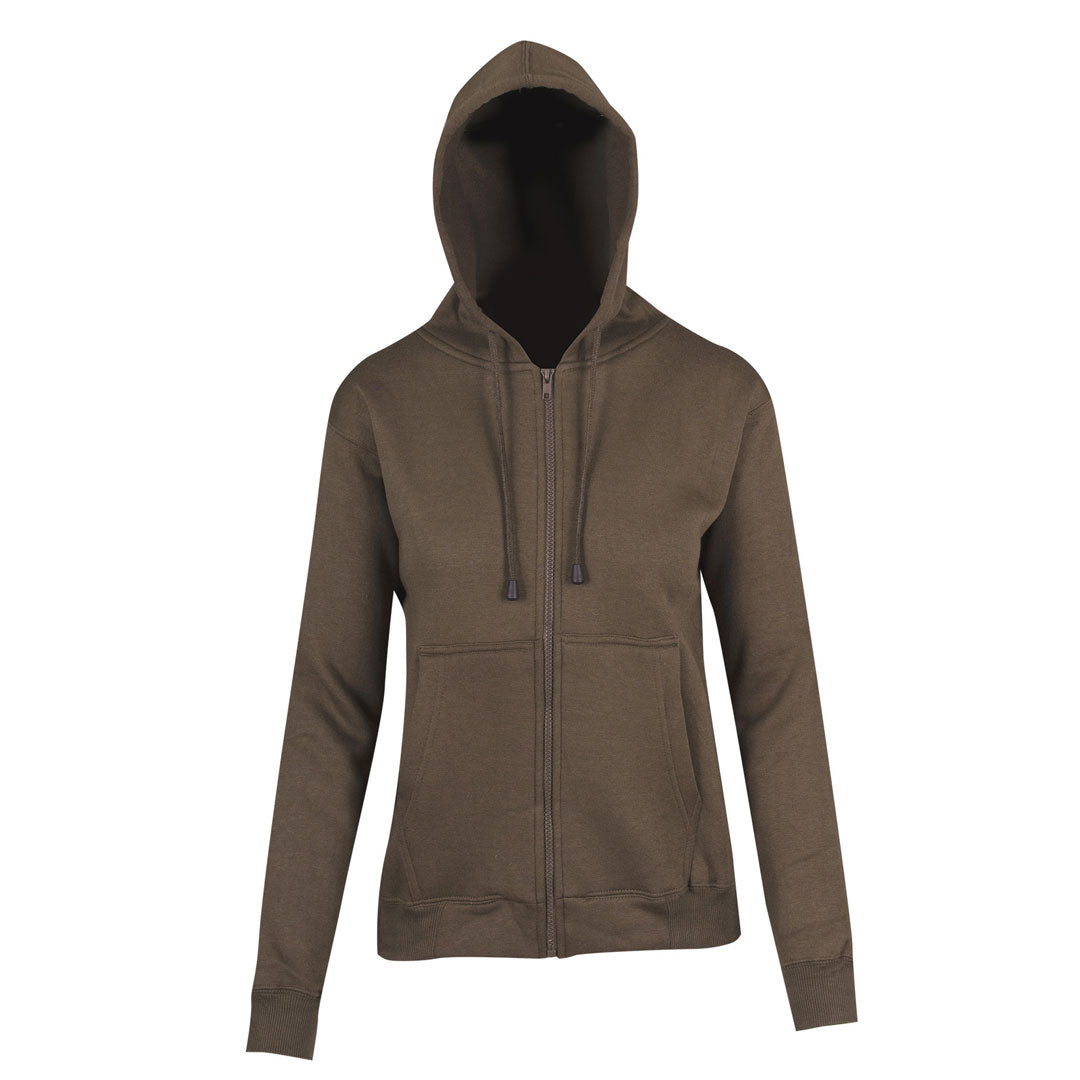 Ramo The Kangaroo Pocket Zipped Hoodie | Ladies Khaki Outerwear