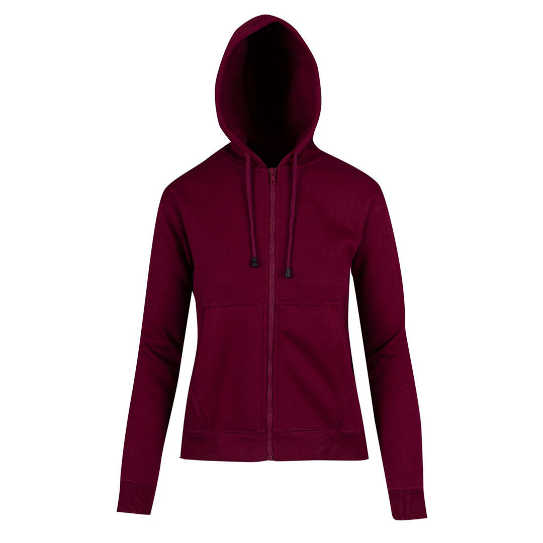 Ramo The Kangaroo Pocket Zipped Hoodie | Ladies Maroon Outerwear
