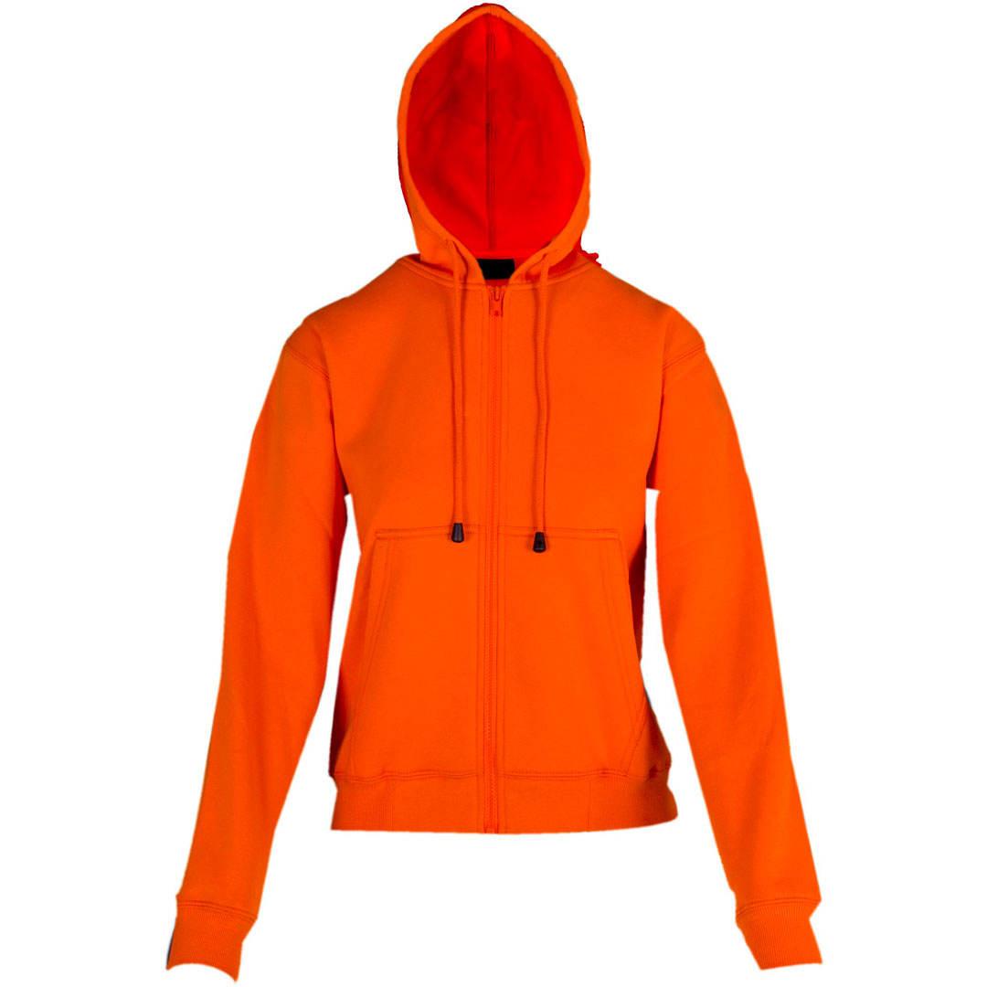 Ramo The Kangaroo Pocket Zipped Hoodie | Ladies Orange Outerwear