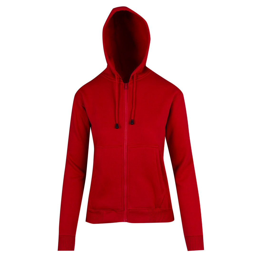 Ramo The Kangaroo Pocket Zipped Hoodie | Ladies Red Outerwear