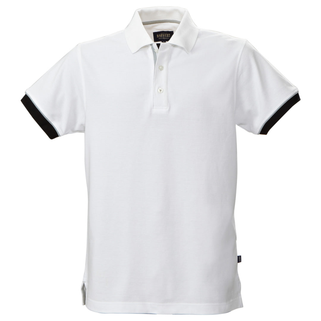 James Harvest The Anderson Polo | Mens | Short Sleeve White with Black/White/Grey Trim Shirts & Tops