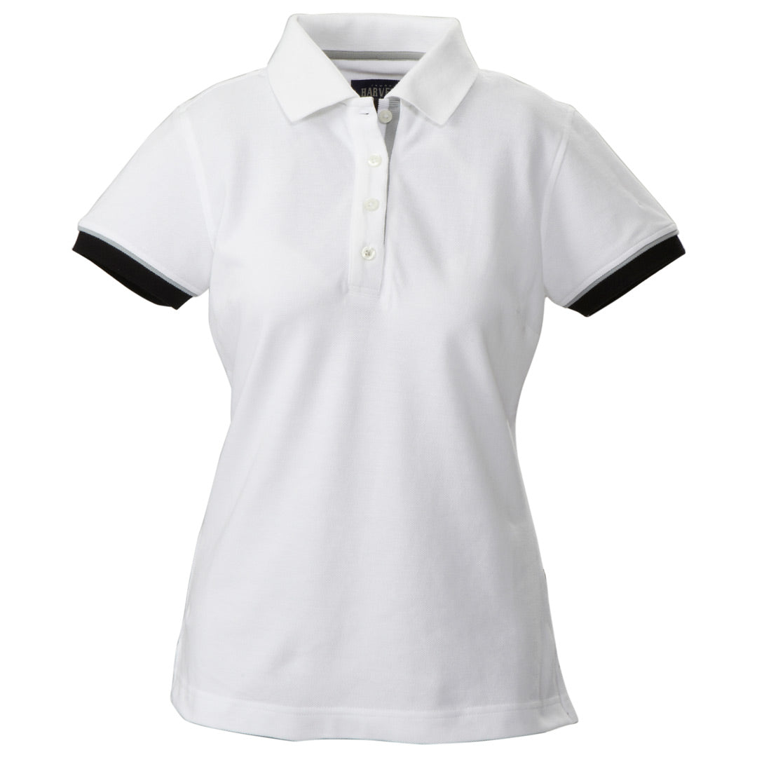 James Harvest The Antreville Polo | Ladies | Short Sleeve White with Black/White/Grey Trim Shirts & Tops