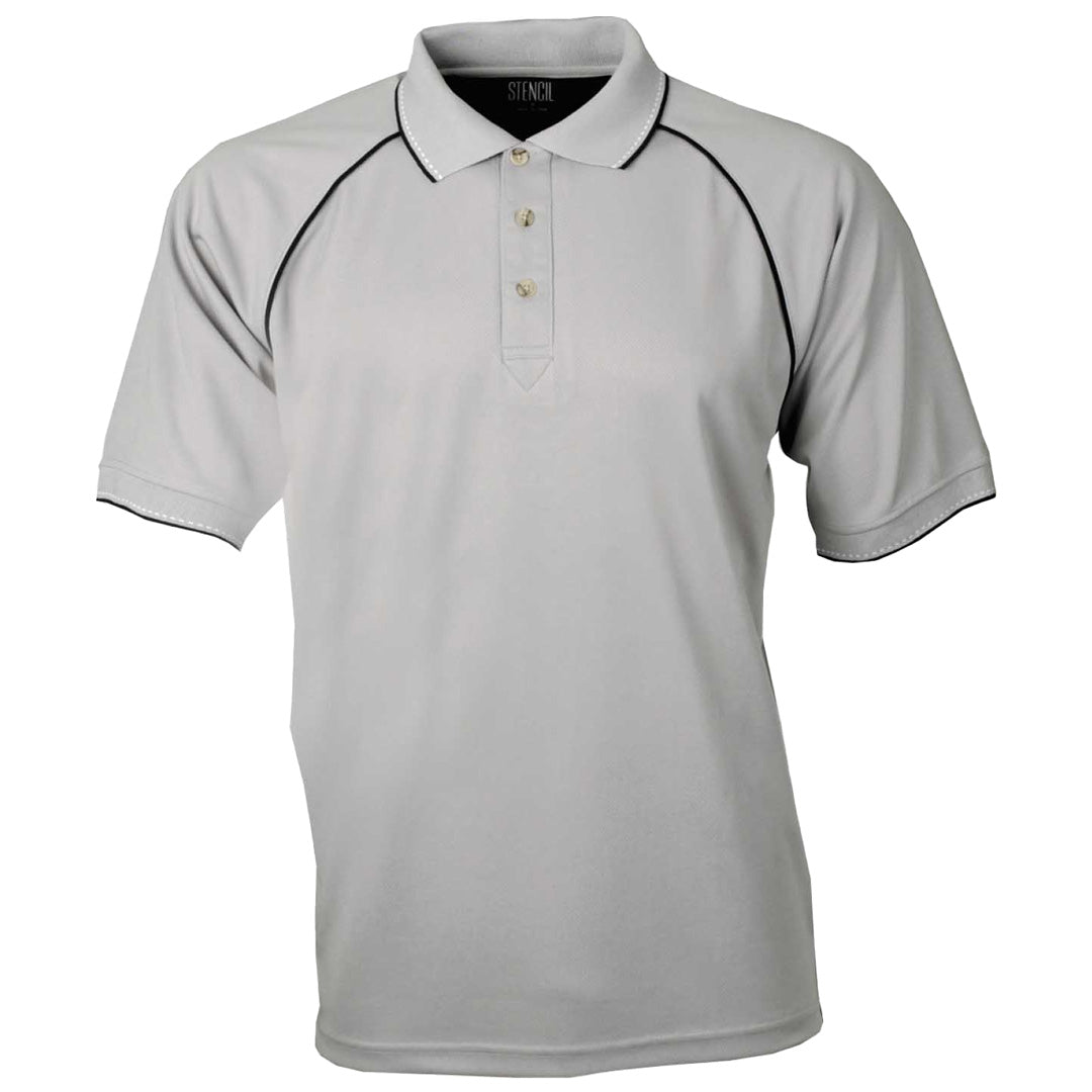 Stencil The Cool Dry Original Polo | Mens | Short Sleeve Silver/Navy Shirts & Tops
