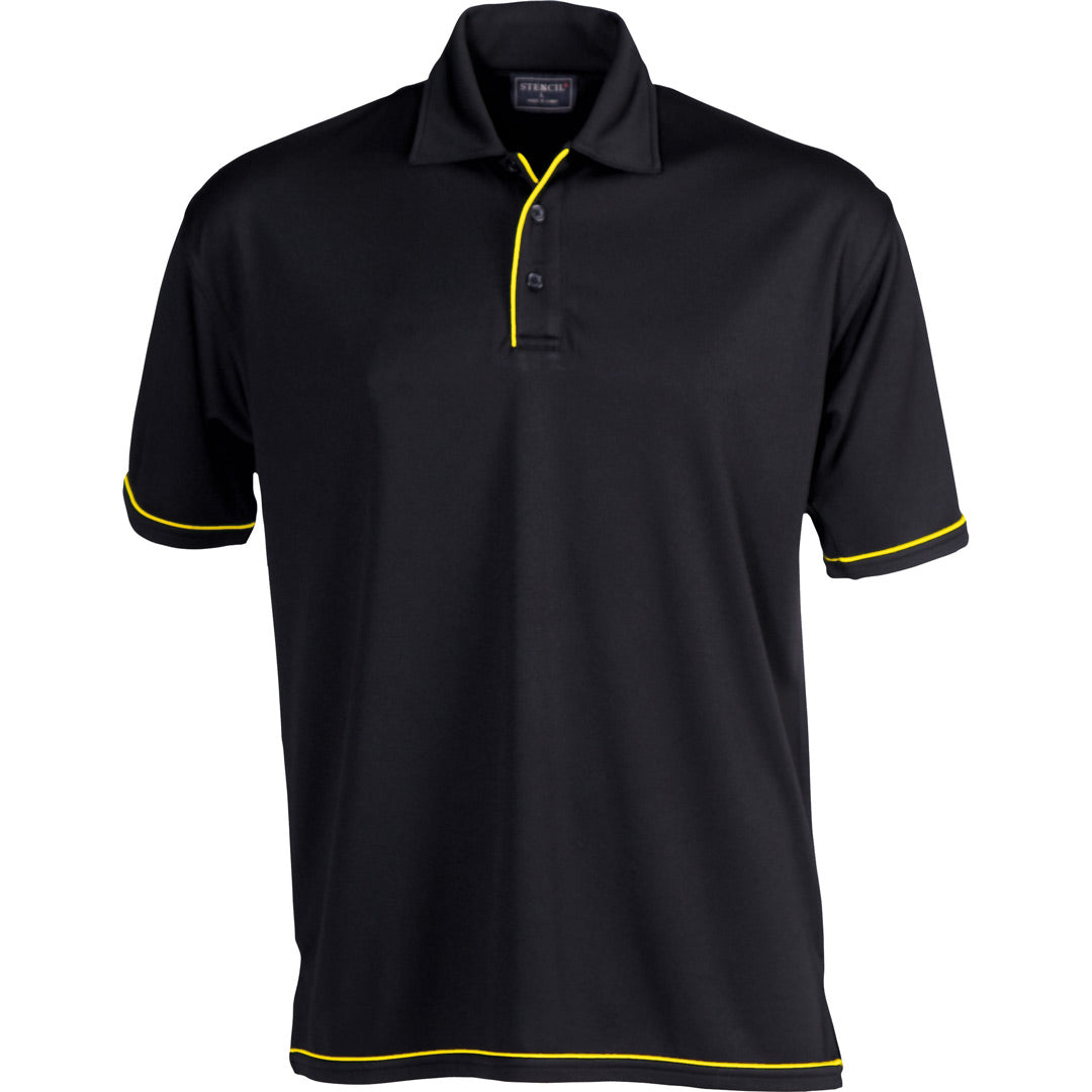 Stencil The Cool Dry Polo | Mens | Short Sleeve Black/Gold Shirts & Tops
