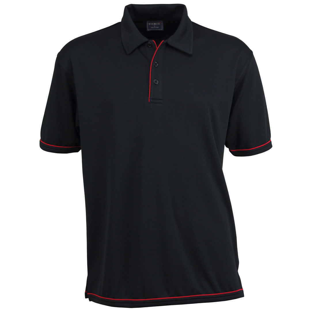Stencil The Cool Dry Polo | Mens | Short Sleeve Black/Red Shirts & Tops