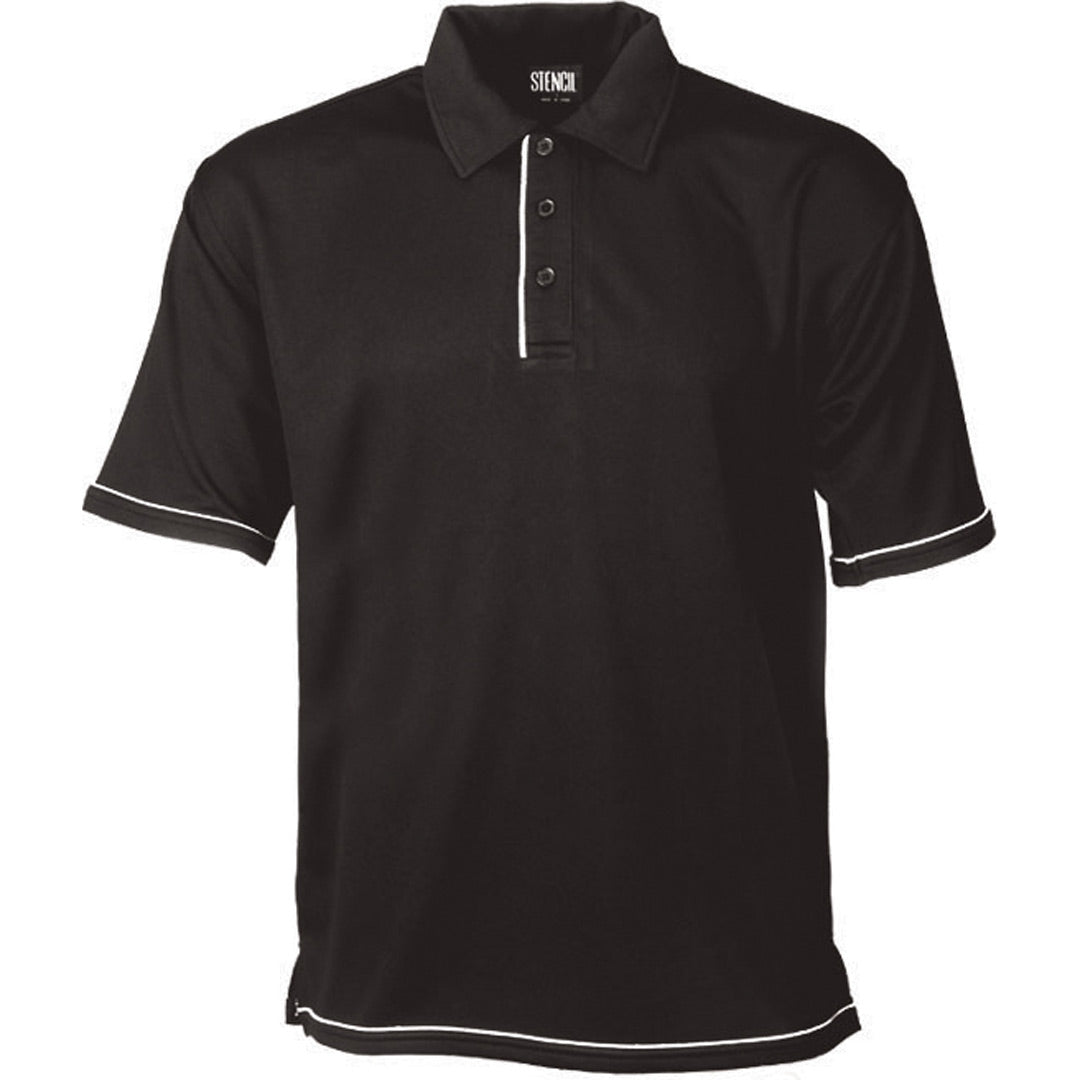 Stencil The Cool Dry Polo | Mens | Short Sleeve Black/White Shirts & Tops