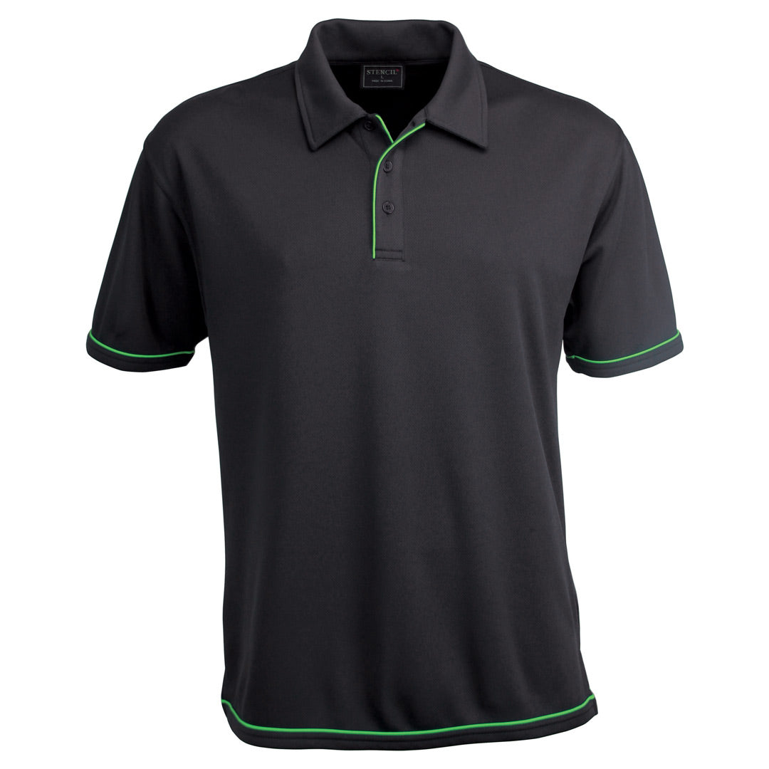 Stencil The Cool Dry Polo | Mens | Short Sleeve Charcoal/Lime Shirts & Tops