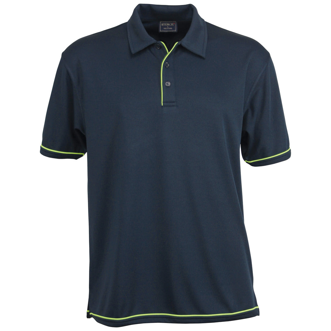 Stencil The Cool Dry Polo | Mens | Short Sleeve Navy/Lime Shirts & Tops