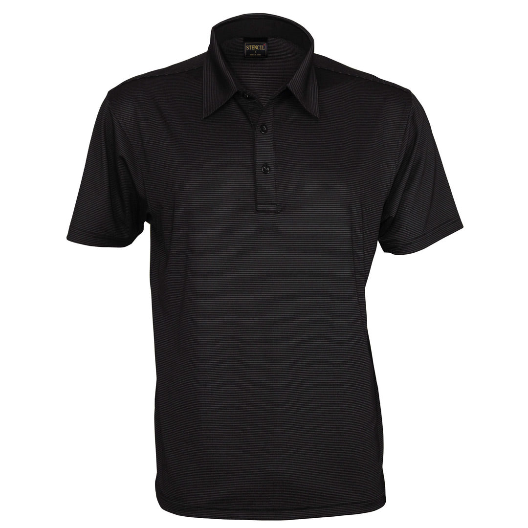 Stencil The Silvertech Polo | Mens | Short Sleeve Black/Silver Shirts & Tops