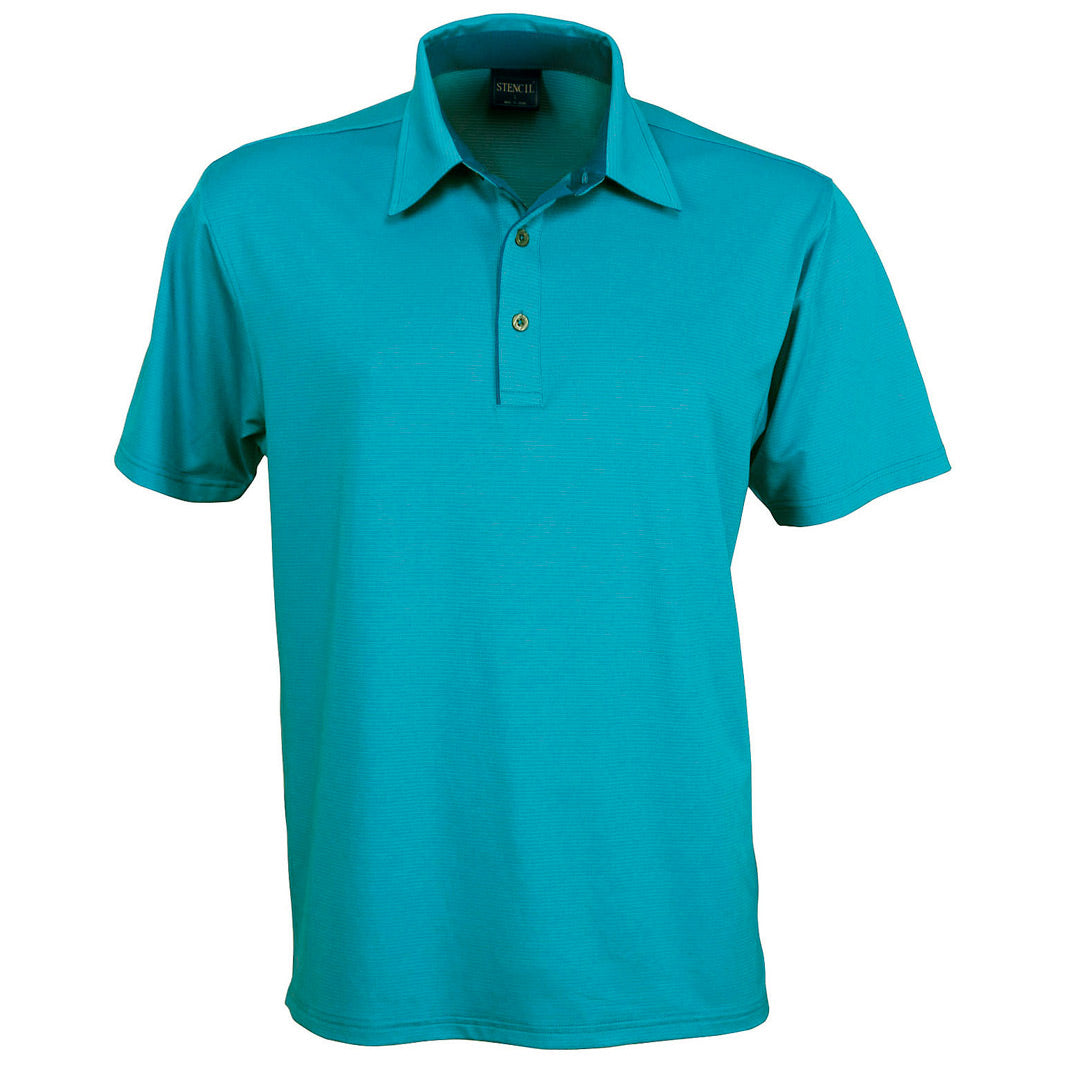 Stencil The Silvertech Polo | Mens | Short Sleeve Teal/Silver Shirts & Tops