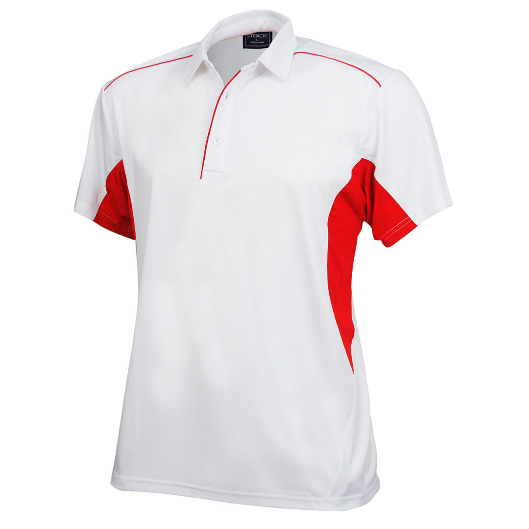 Stencil The Freshen Polo | Mens | Short Sleeve White/Red Shirts & Tops