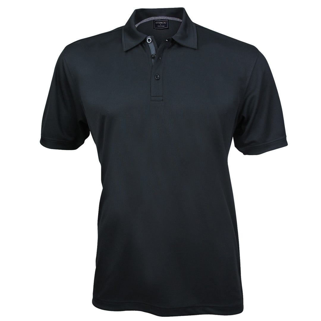 Stencil The Superdry Polo | Mens | Short Sleeve Black/Charcoal Shirts & Tops