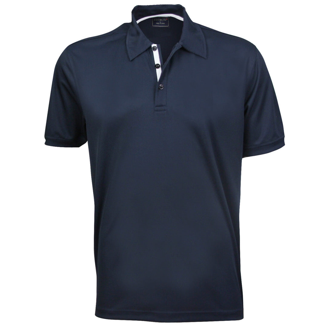 Stencil The Superdry Polo | Mens | Short Sleeve Navy/Silver Shirts & Tops