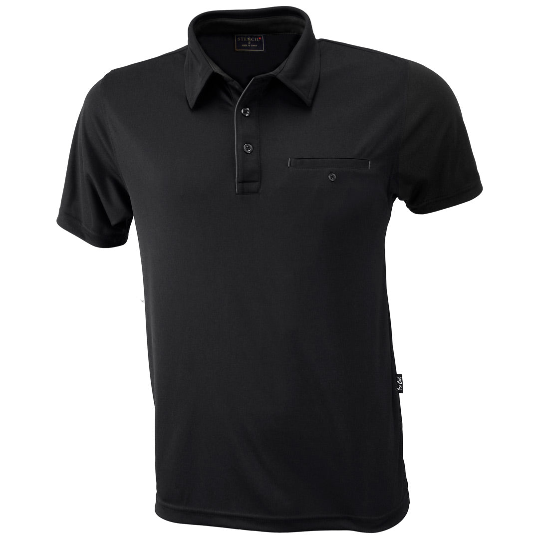 Stencil The Boston Polo | Mens | Short Sleeve Black/Charcoal Shirts & Tops