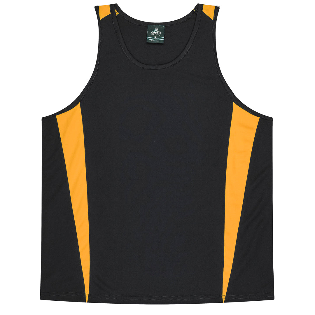 Aussie Pacific The Eureka Singlet | Mens Black/Gold Shirts & Tops