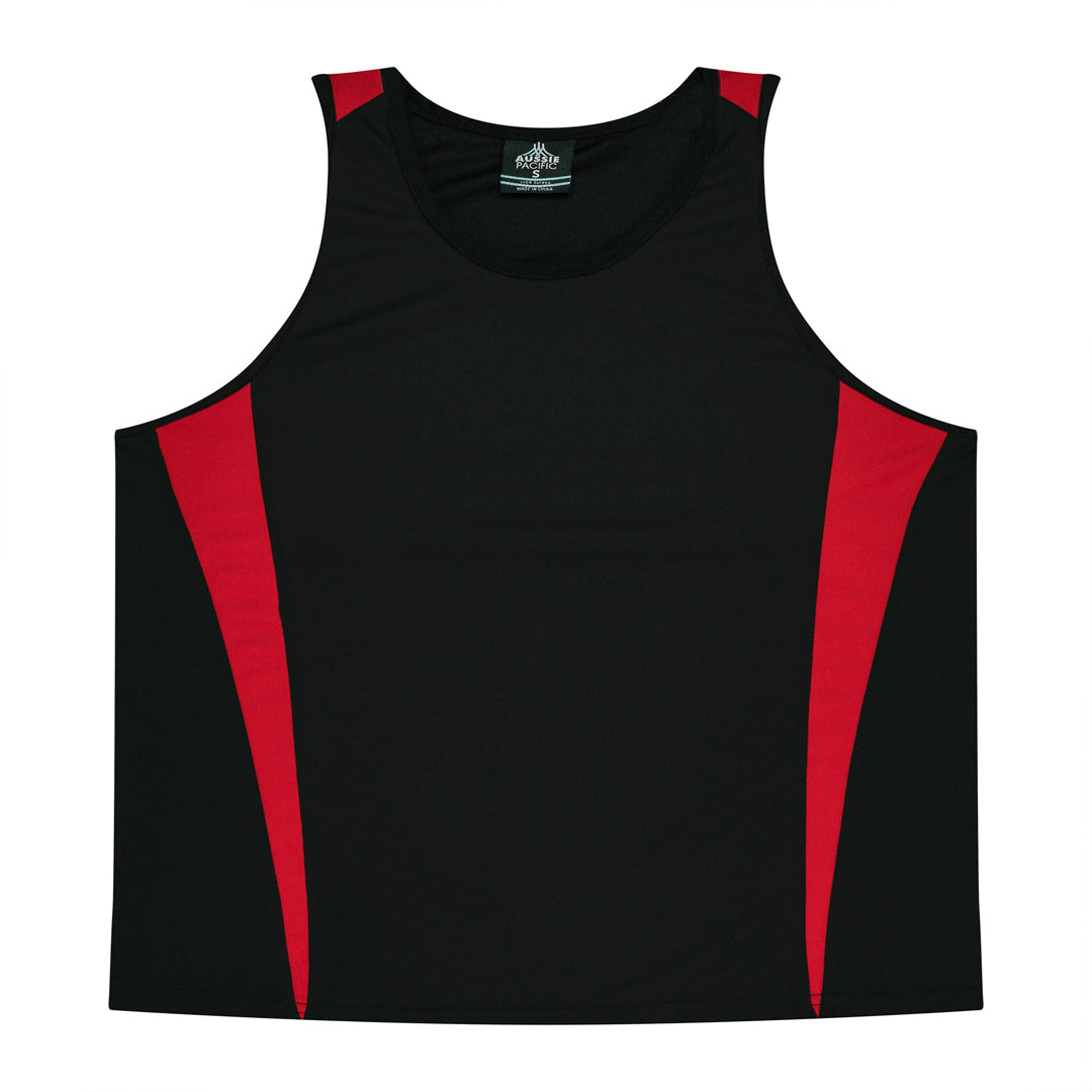 Aussie Pacific The Eureka Singlet | Mens Black/Red Shirts & Tops
