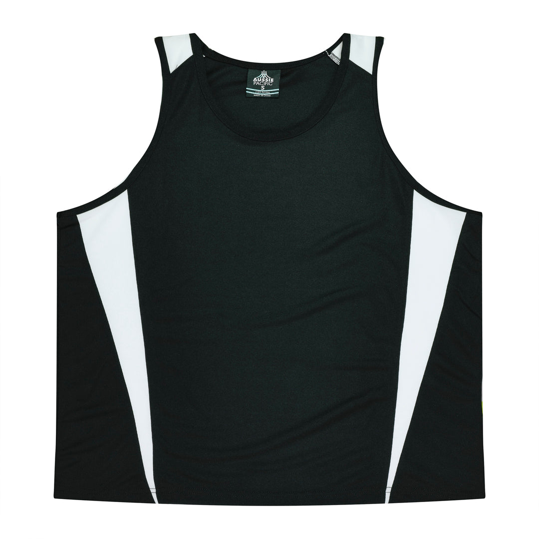 Aussie Pacific The Eureka Singlet | Mens Black/White Shirts & Tops