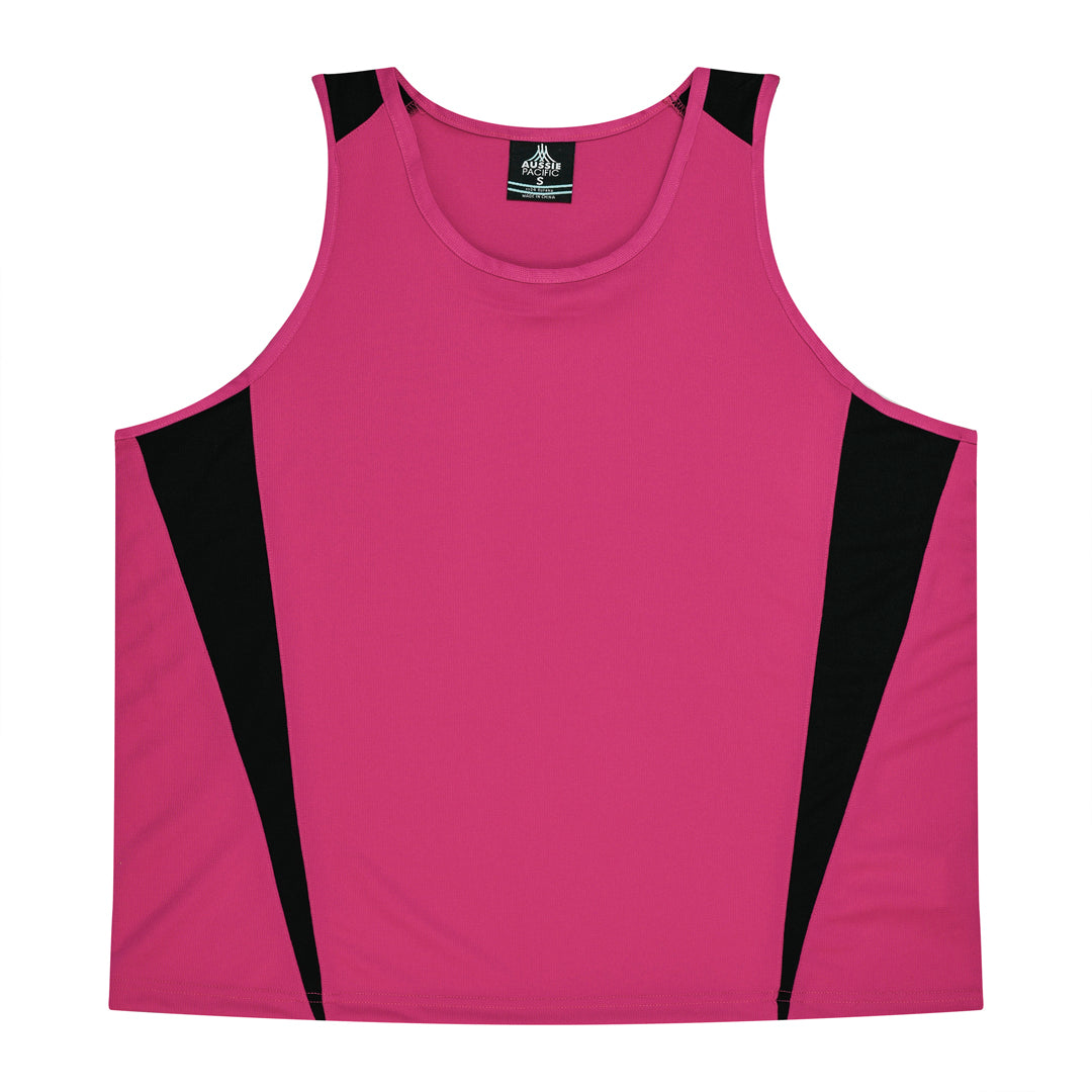 Aussie Pacific The Eureka Singlet | Mens Pink/Black Shirts & Tops