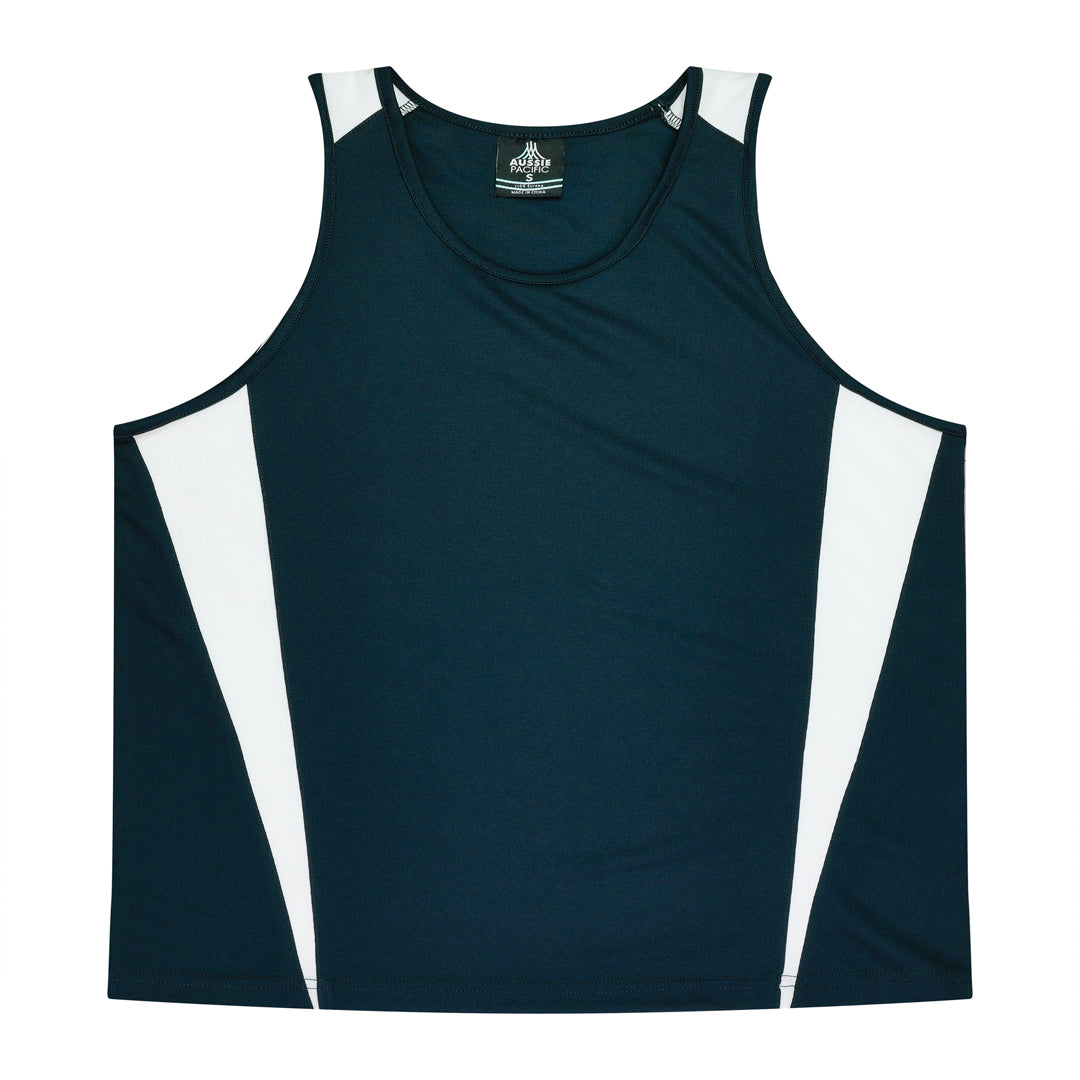 Aussie Pacific The Eureka Singlet | Mens Navy/White Shirts & Tops