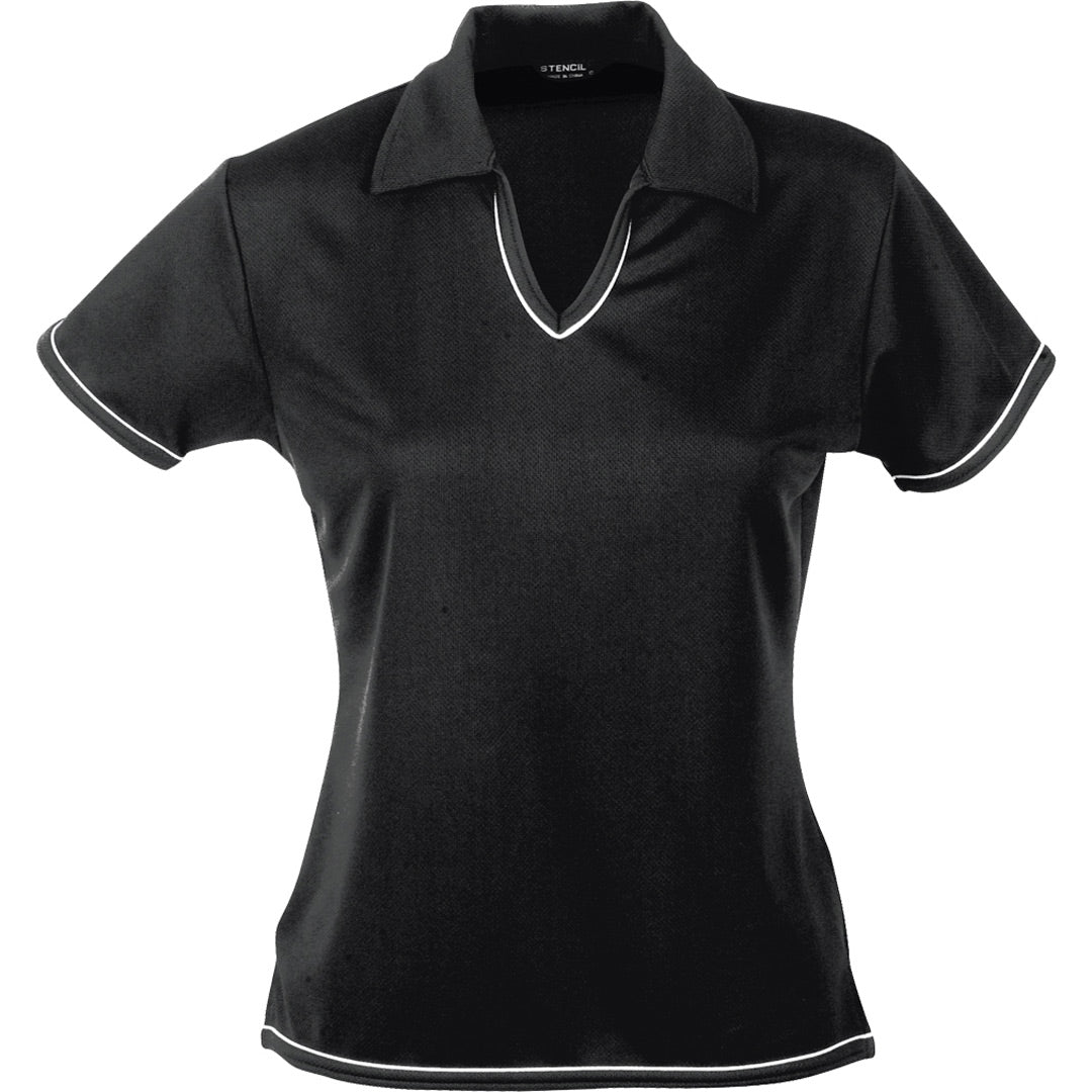 Stencil The Cool Dry Polo | Ladies | Short Sleeve Black/White Shirts & Tops