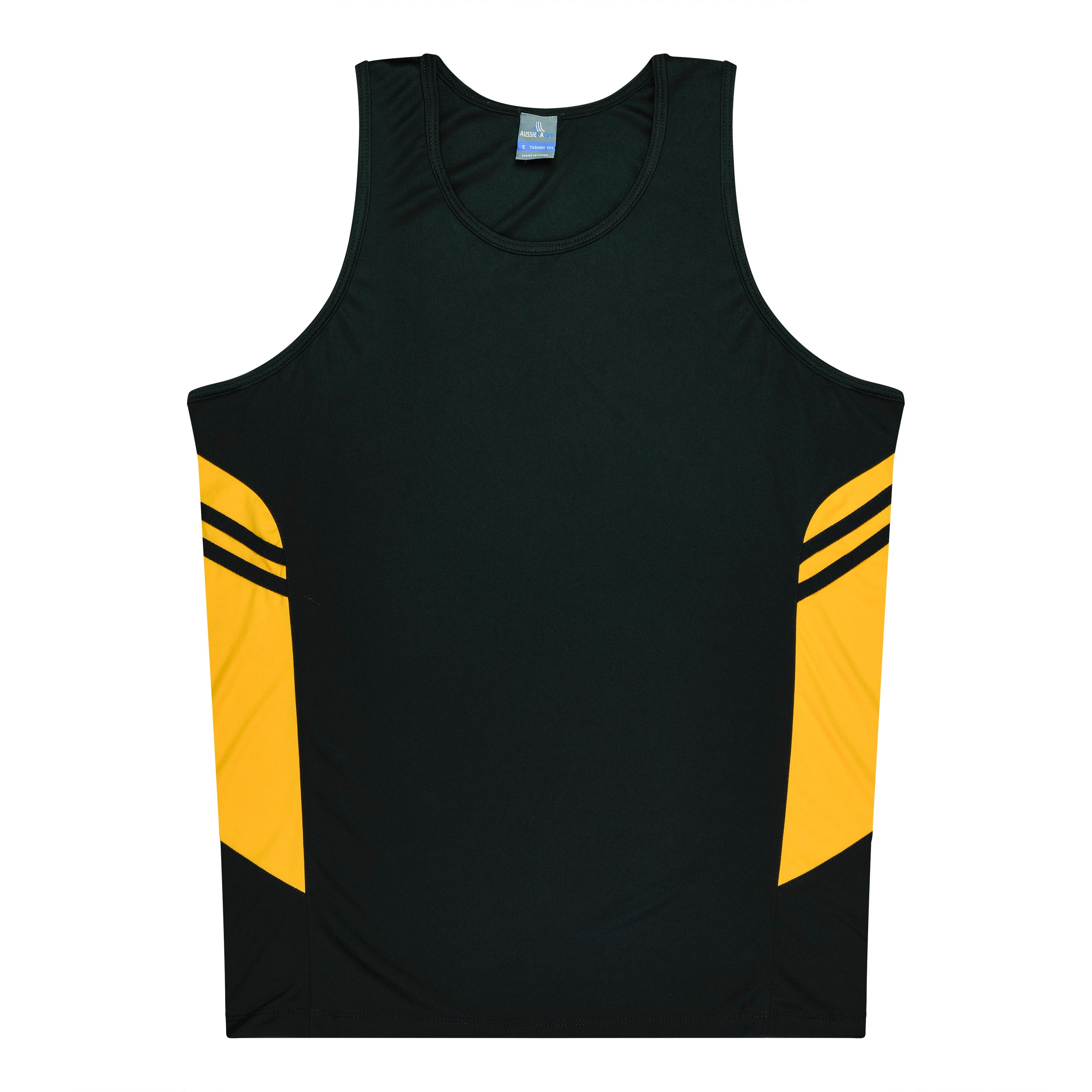 Aussie Pacific The Tasman Singlet | Mens Black/Gold Shirts & Tops