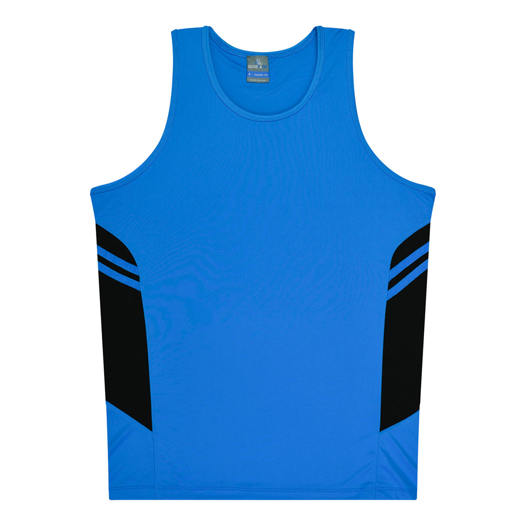 Aussie Pacific The Tasman Singlet | Mens | Blue Base Cyan/Black Shirts & Tops