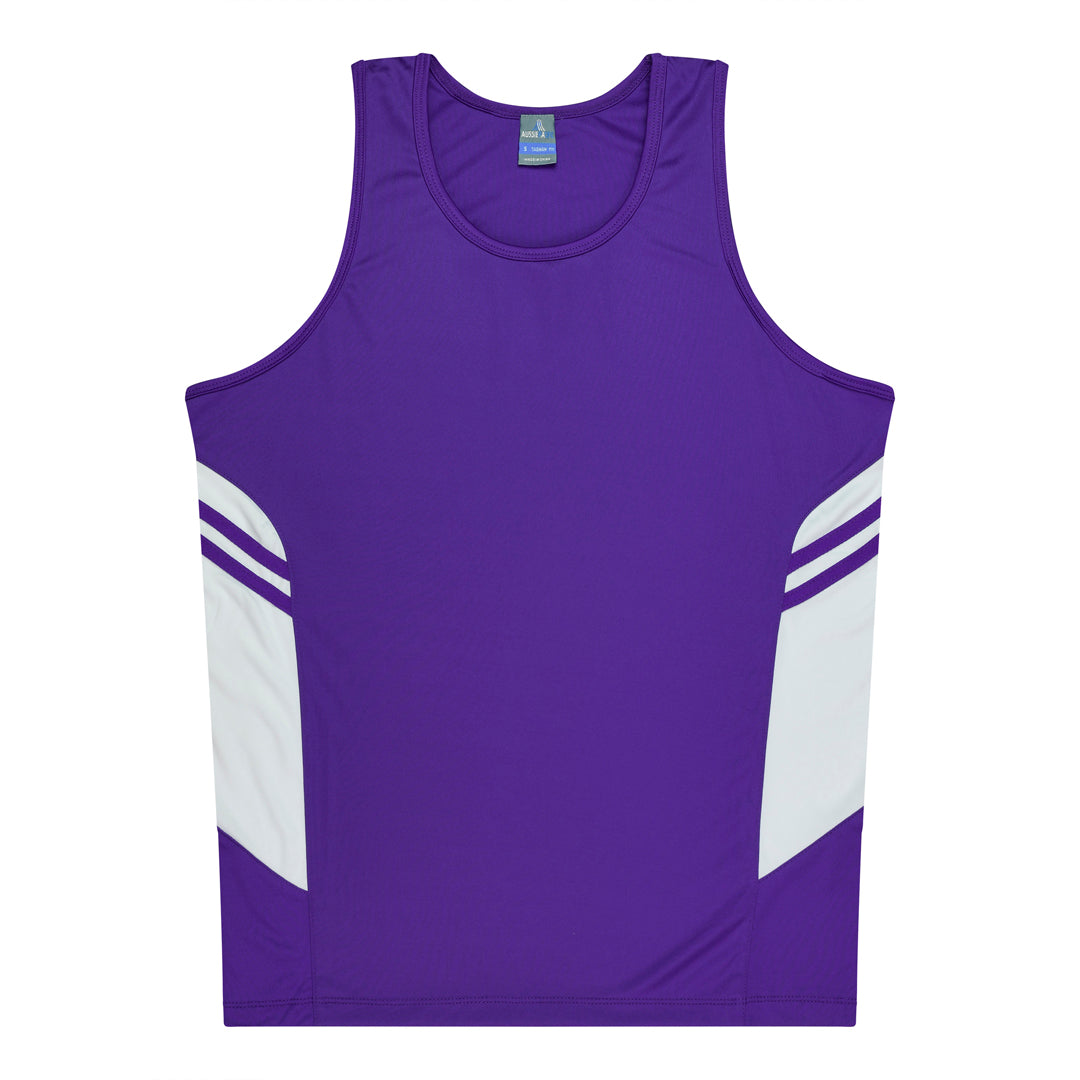 Aussie Pacific The Tasman Singlet | Mens | Mixed Base Purple/White Shirts & Tops