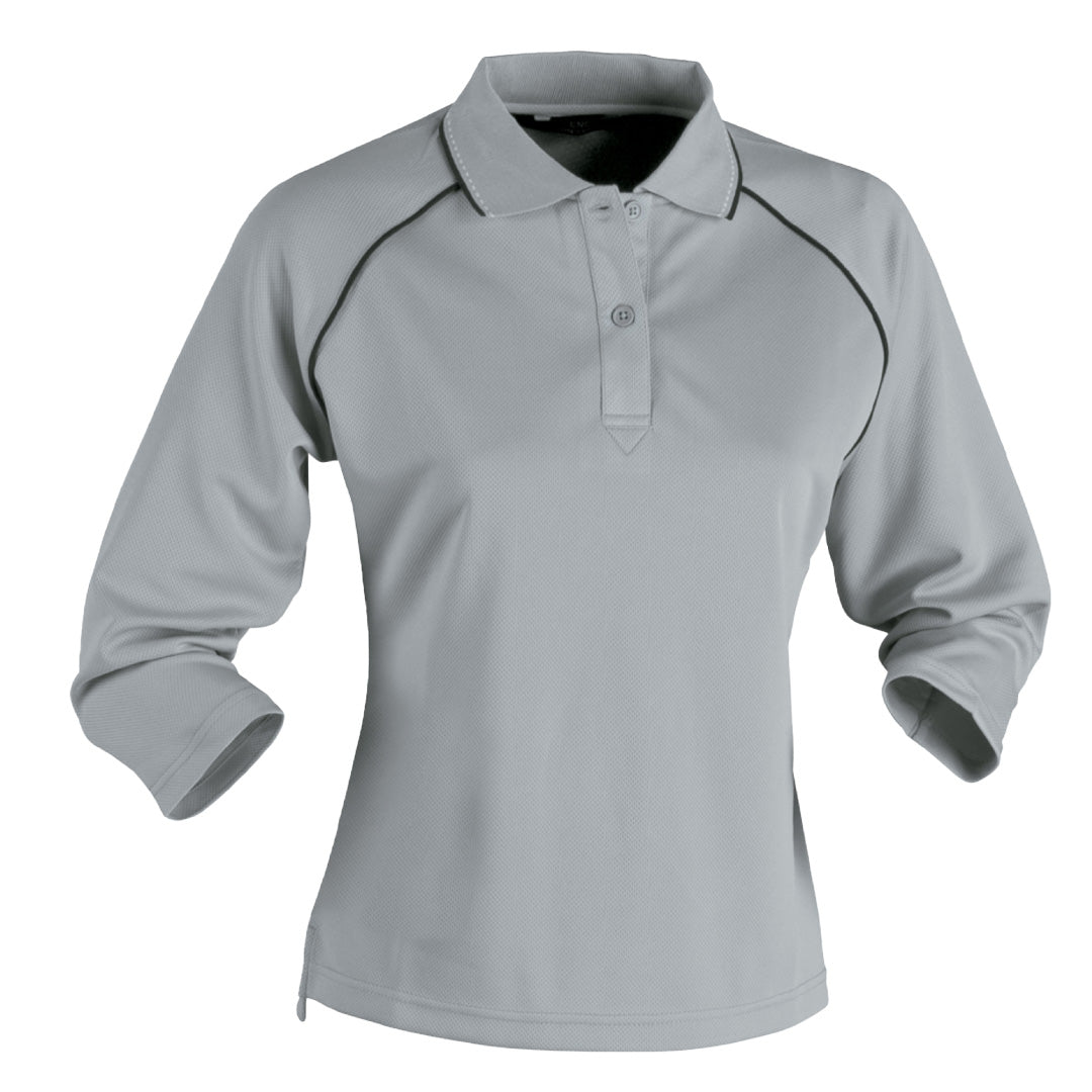 Stencil The Cool Dry Original Polo | Ladies | 3/4 Sleeve Silver/Navy Shirts & Tops