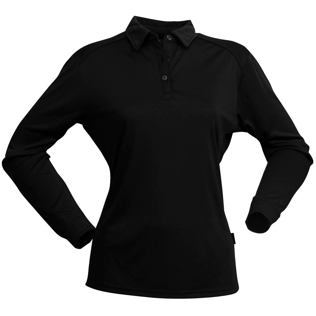 Stencil The Freshen Polo | Ladies | Long Sleeve Black Shirts & Tops
