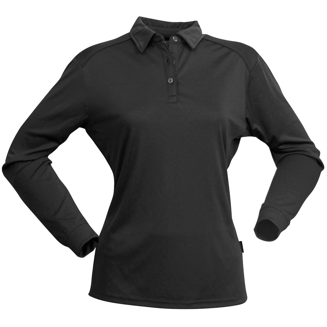 Stencil The Freshen Polo | Ladies | Long Sleeve Charcoal Shirts & Tops