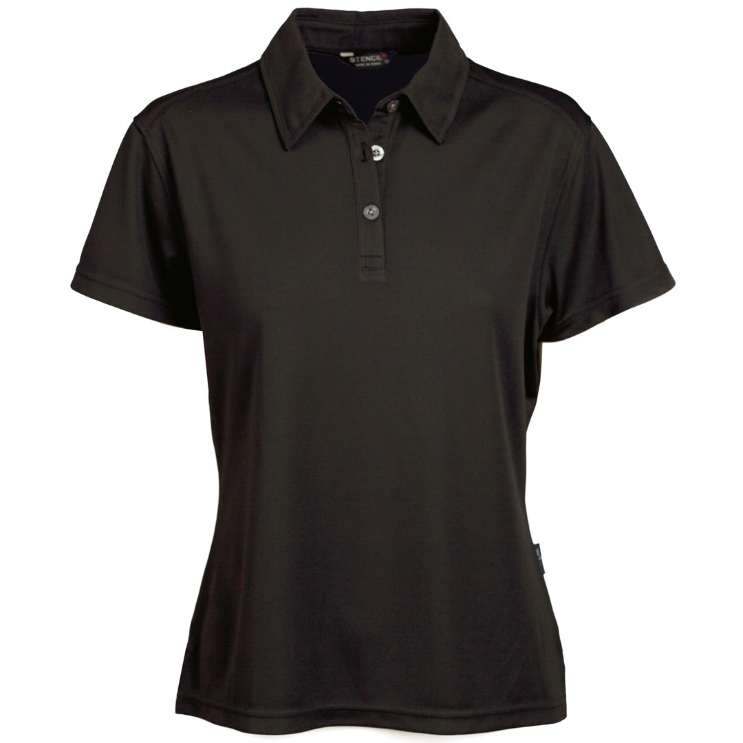 Stencil The Glacier Polo | Ladies | Short Sleeve Black Shirts & Tops