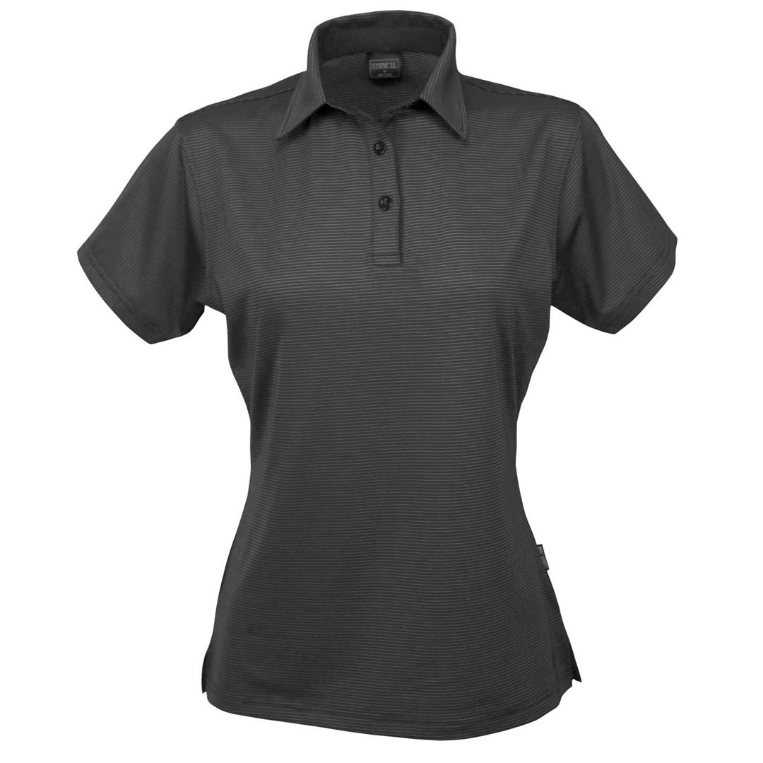 Stencil The Silvertech Polo | Ladies | Short Sleeve Charcoal/Silver Shirts & Tops