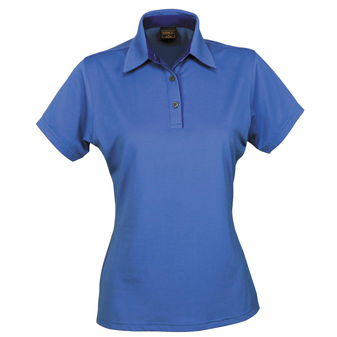 Stencil The Silvertech Polo | Ladies | Short Sleeve Ocean Blue/Silver Shirts & Tops