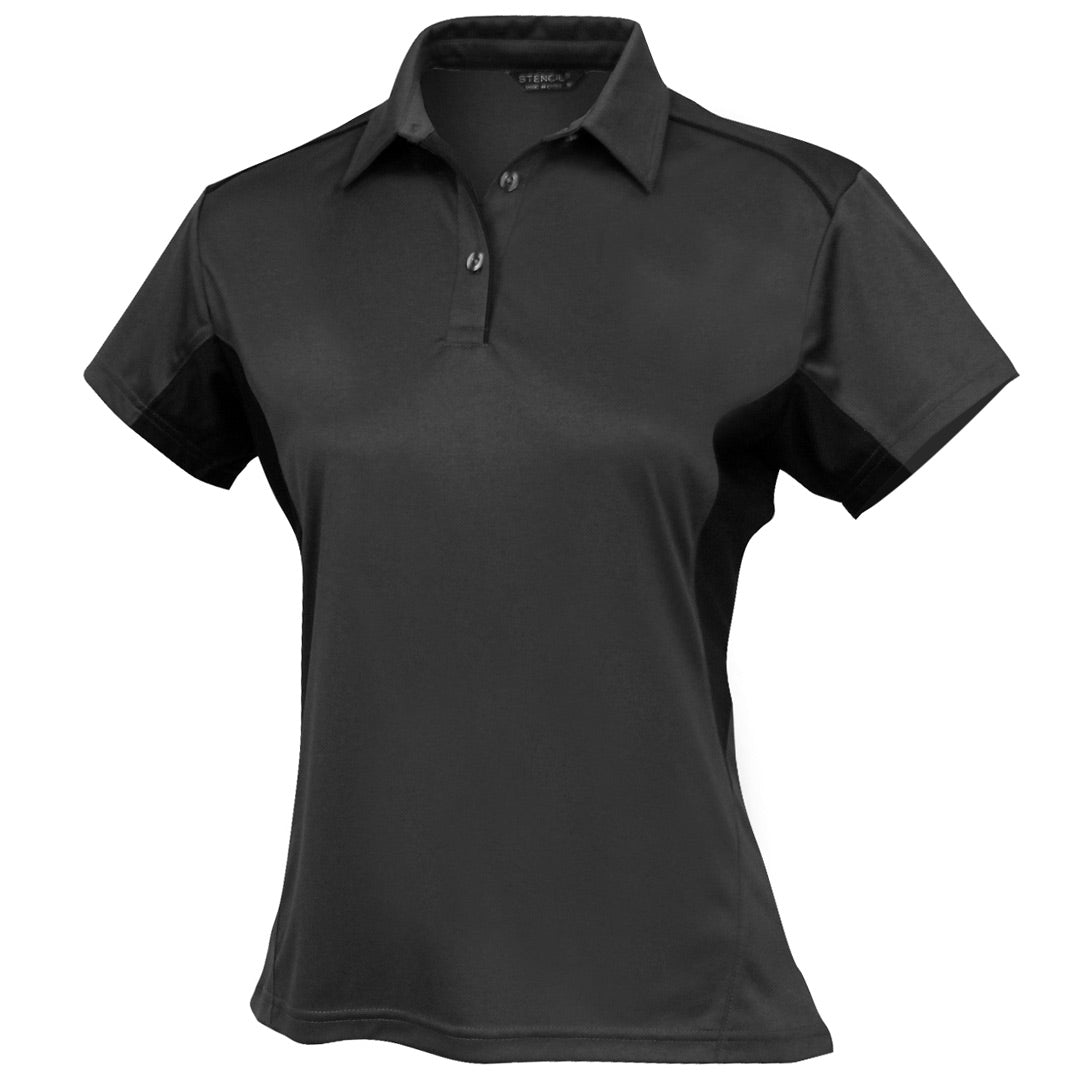 Stencil The Freshen Polo | Ladies | Short Sleeve Charcoal/Black Shirts & Tops