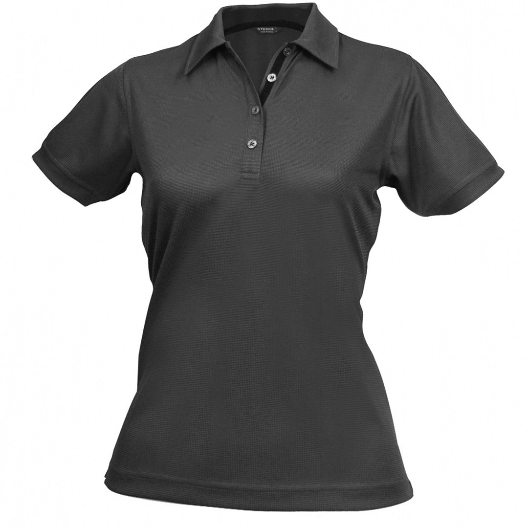 Stencil The Superdry Polo | Ladies | Short Sleeve Charcoal/Black Shirts & Tops