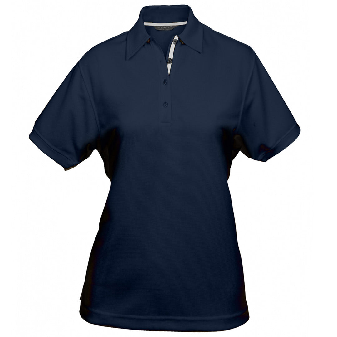 Stencil The Superdry Polo | Ladies | Short Sleeve Navy/Silver Shirts & Tops