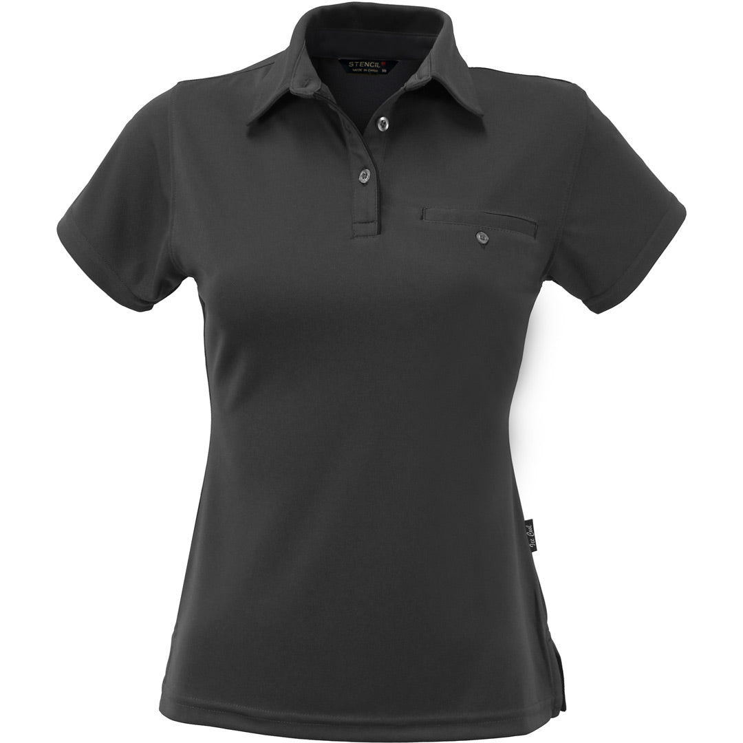 Stencil The Boston Polo | Ladies | Short Sleeve Charcoal/Black Shirts & Tops