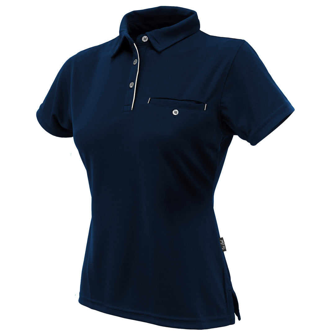 Stencil The Boston Polo | Ladies | Short Sleeve Navy/White Shirts & Tops
