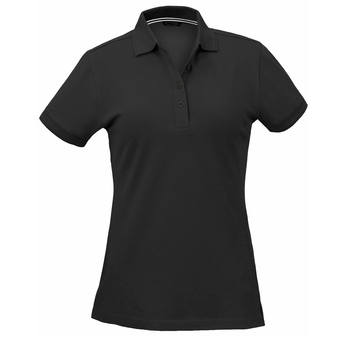 Stencil The Oceanic Polo | Ladies | Short Sleeve Black Shirts & Tops