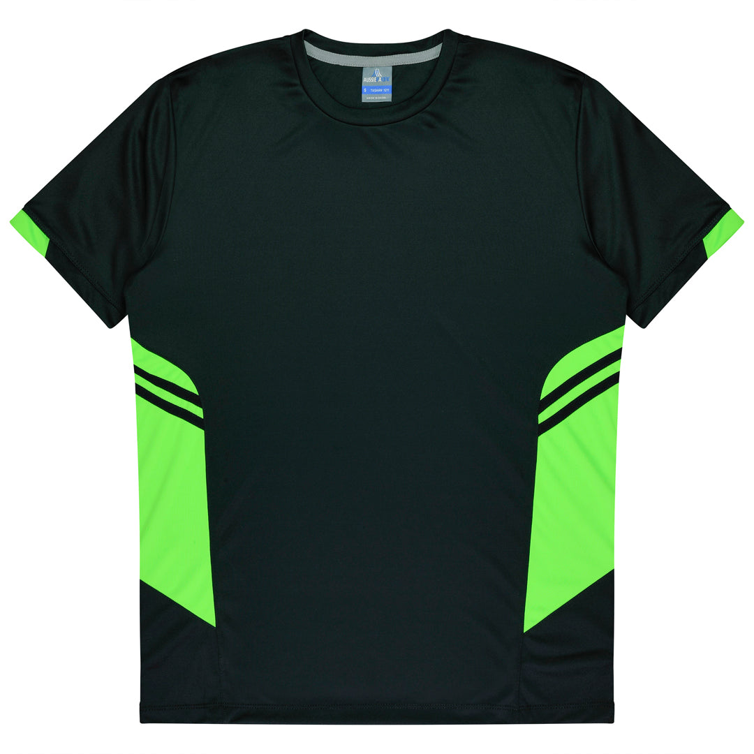 Aussie Pacific The Tasman Tee | Mens | Short Sleeve | Black Base Black/Neon Green Shirts & Tops