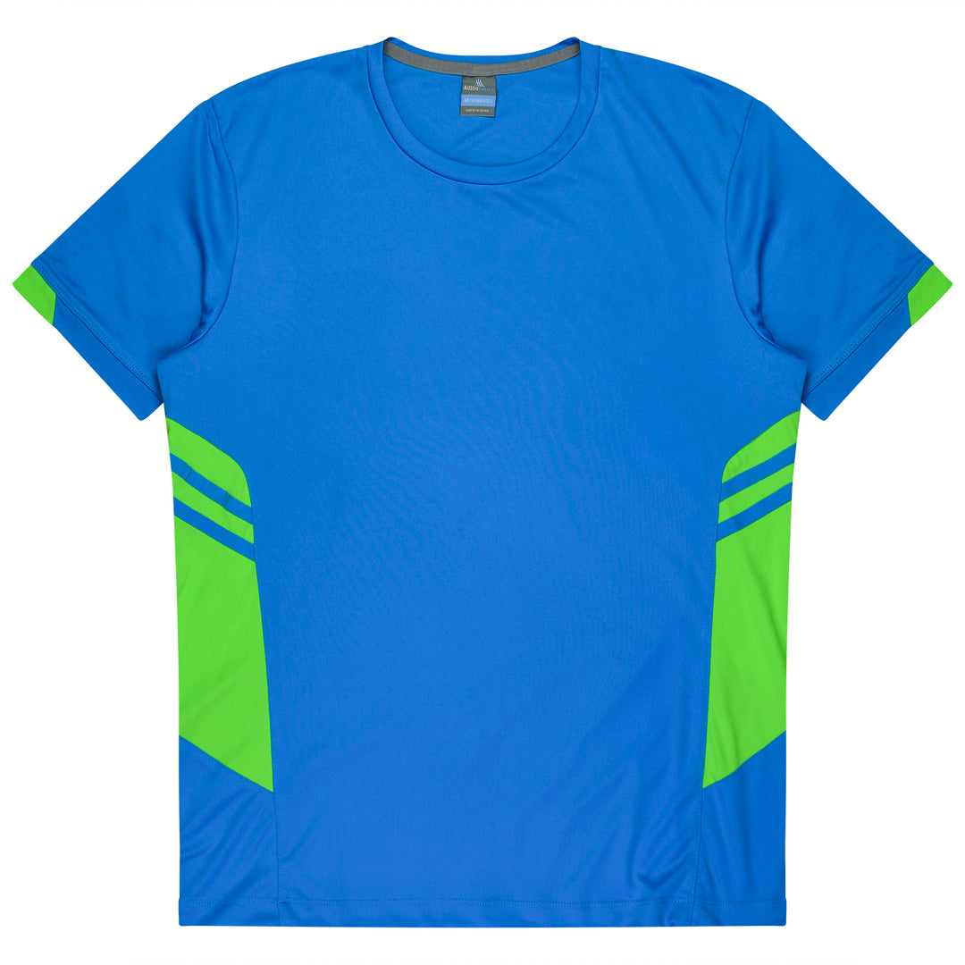 Aussie Pacific The Tasman Tee | Mens | Short Sleeve | Blue Base Cyan/Neon Green Shirts & Tops