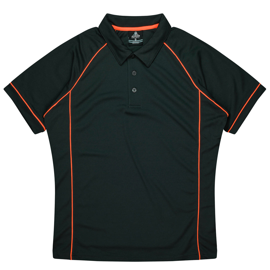 Aussie Pacific The Endeavour Polo | Mens | Short Sleeve Black/Fluro Orange Shirts & Tops