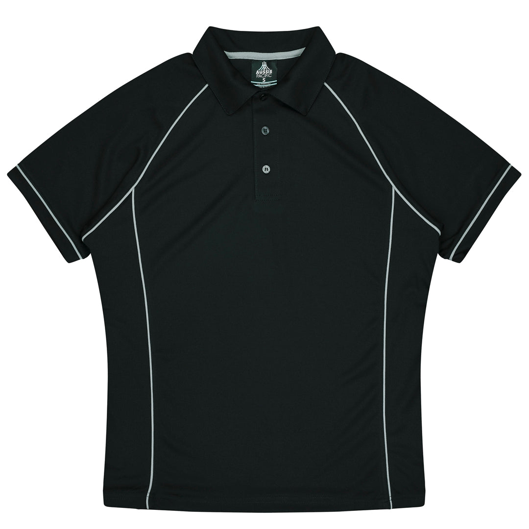 Aussie Pacific The Endeavour Polo | Mens | Short Sleeve Black/Silver Shirts & Tops
