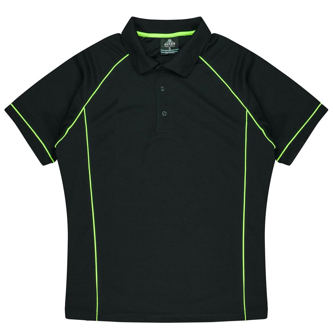 Aussie Pacific The Endeavour Polo | Mens | Short Sleeve Black/Fluro Green Shirts & Tops