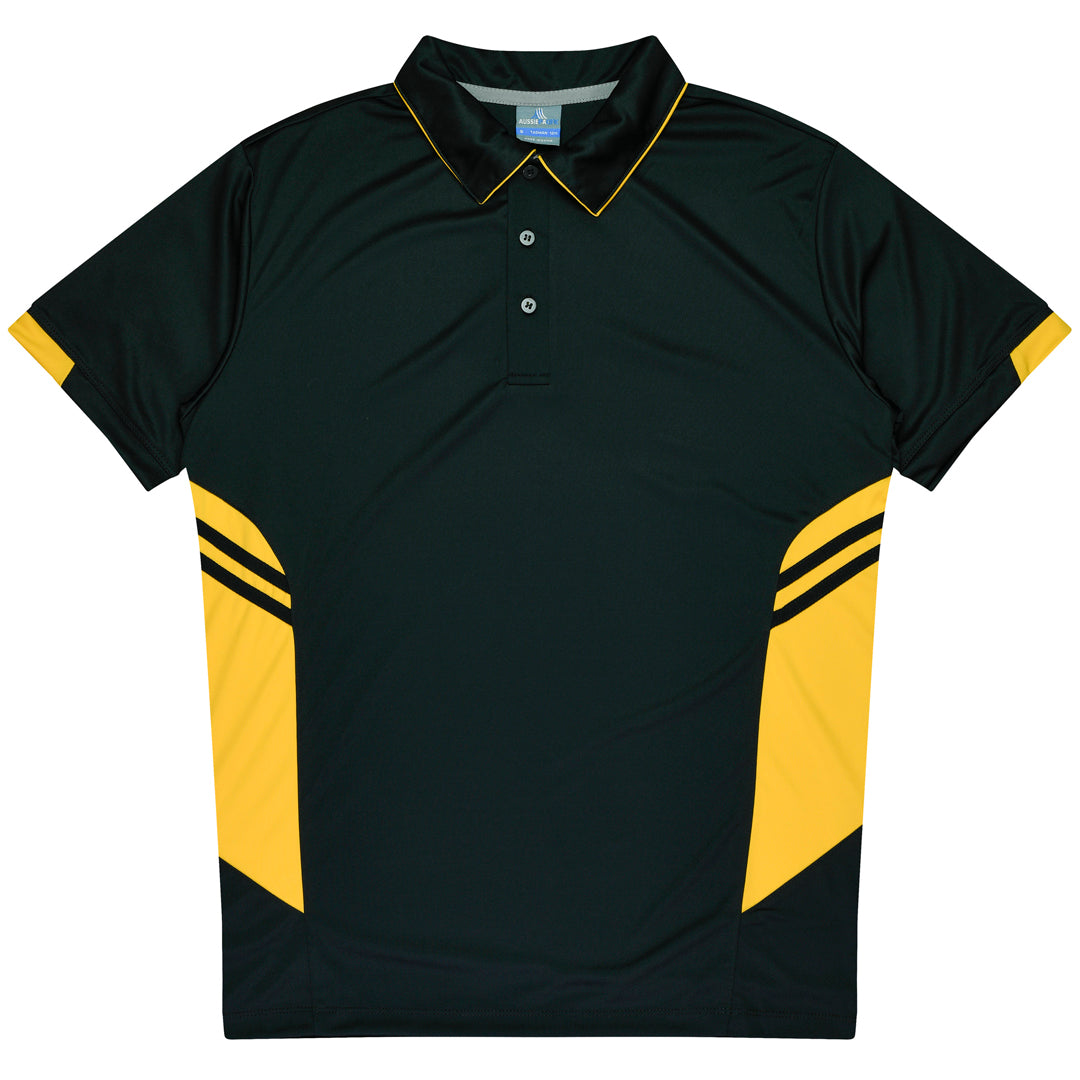 Aussie Pacific The Tasman Polo | Mens | Short Sleeve | Black Base Black/Gold Shirts & Tops