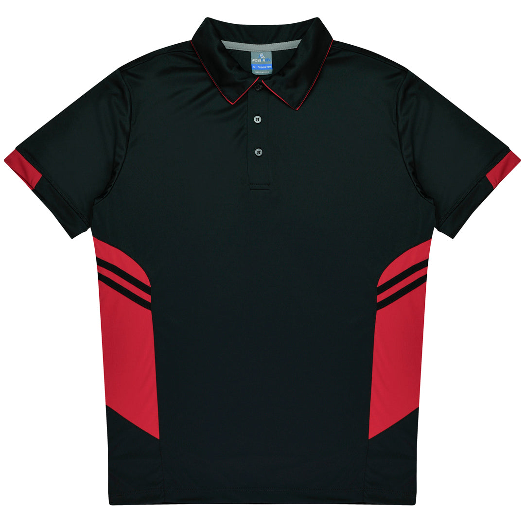 Aussie Pacific The Tasman Polo | Mens | Short Sleeve | Black Base Black/Red Shirts & Tops