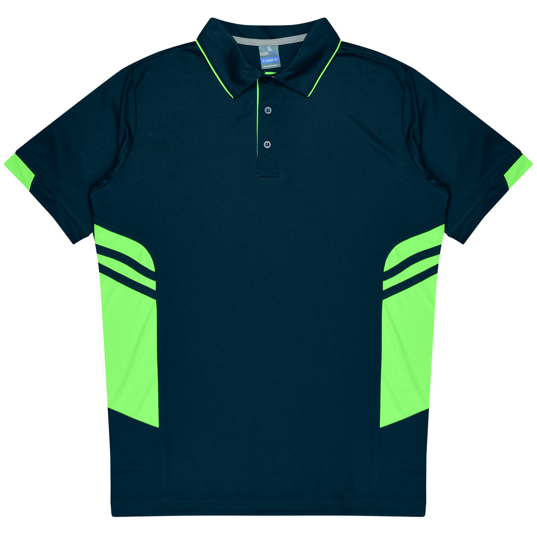 Aussie Pacific The Tasman Polo | Mens | Short Sleeve | Navy Base Navy/Neon Green Shirts & Tops