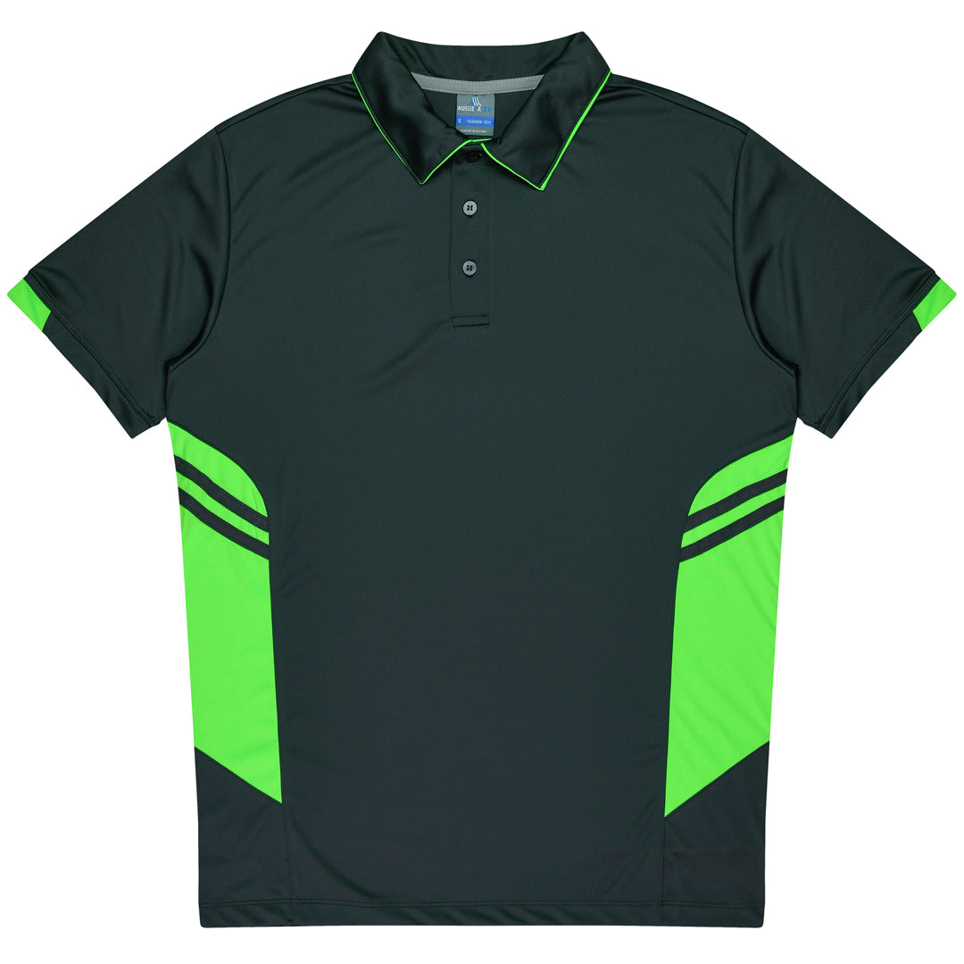 Aussie Pacific The Tasman Polo | Mens | Short Sleeve | Grey Base Slate/Neon Green Shirts & Tops